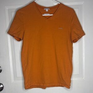 Calvin Klein Men's Orange V-Neck Tee